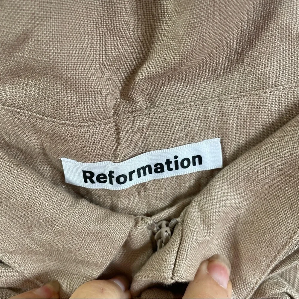 Reformation Fisher‎ Paperbag Linen Pant Straight Leg Cuffed Ankle High Waisted